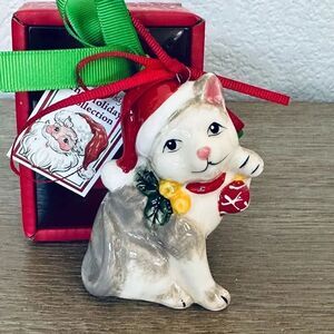 Blue Sky Clayworks Siamese Gray Cat Christmas Holiday Ornament